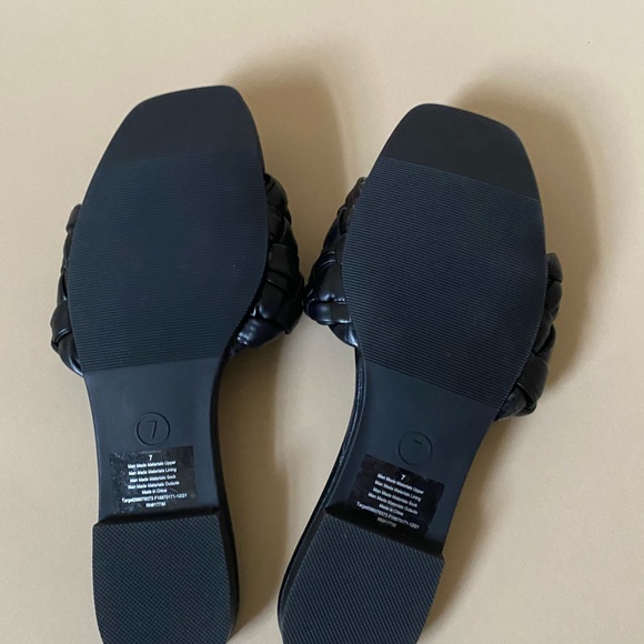 Chunky Braided Black Slip On Sandal size 7 square toe - Picture 5 of 6